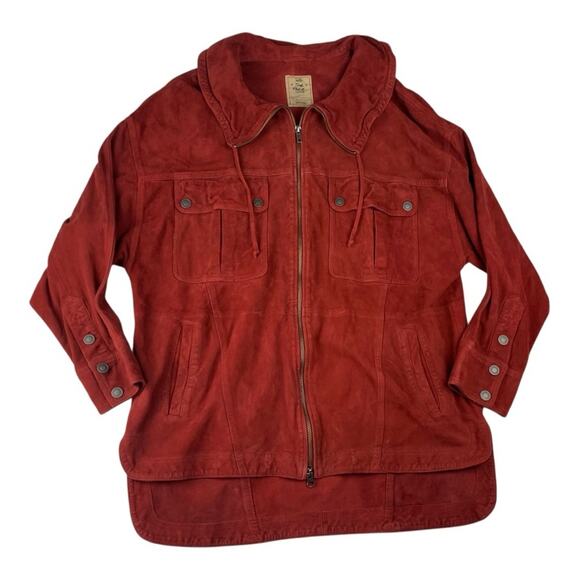 We The Free women's small Brooklyn Red goat suede leather Utility Jacket - Picture 3 of 12